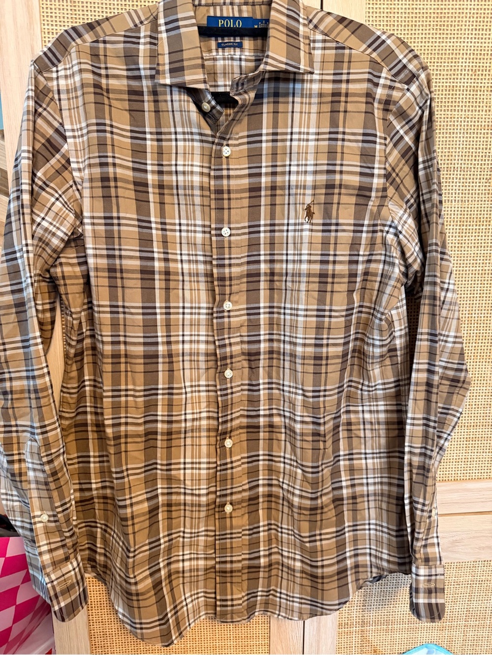 Polo by Ralph Lauren Brown and Cream Plaid Button-Down Shirt Size Medium NWOT